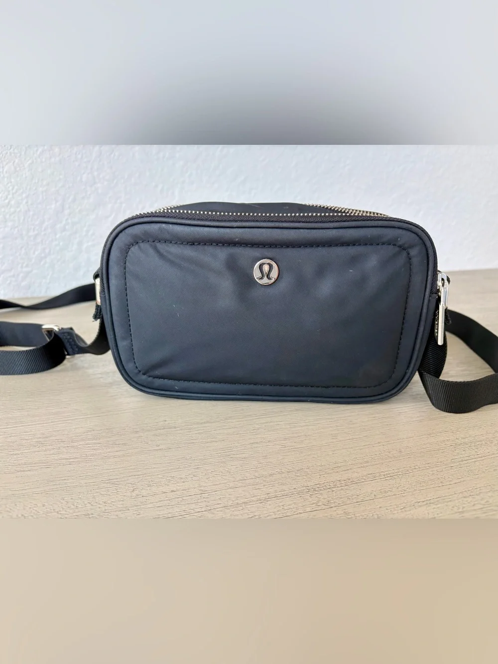 lululemon athletica Black Crossbody Camera Bag with Silver Hardware. 2L